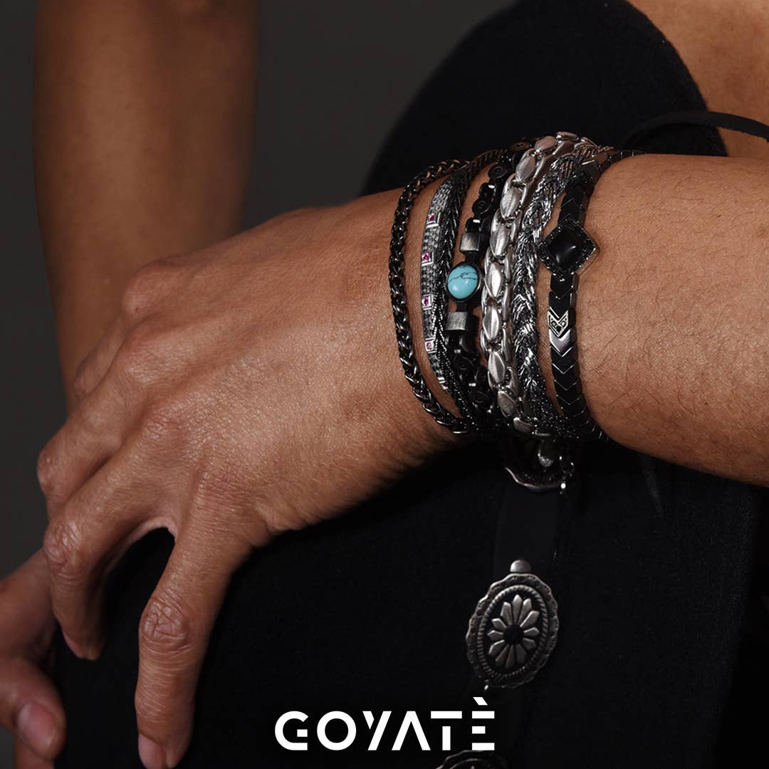 Bracelet homme double chaîne acier vintage Guyapi