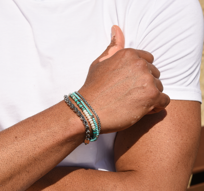 Bijou tribal pour homme avec pierre turquoise naturelle