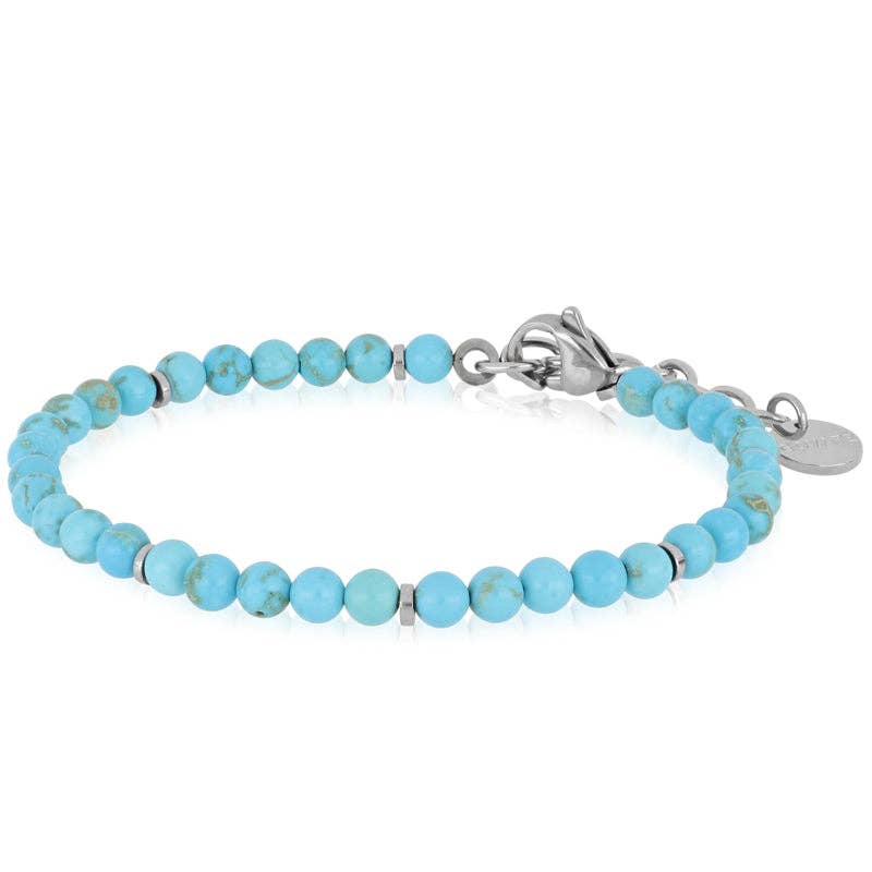 Bracelet ajustable en acier inoxydable et pâte turquoise