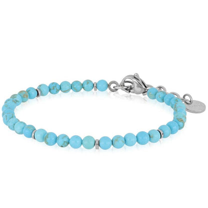 Bracelet ajustable en acier inoxydable et pâte turquoise