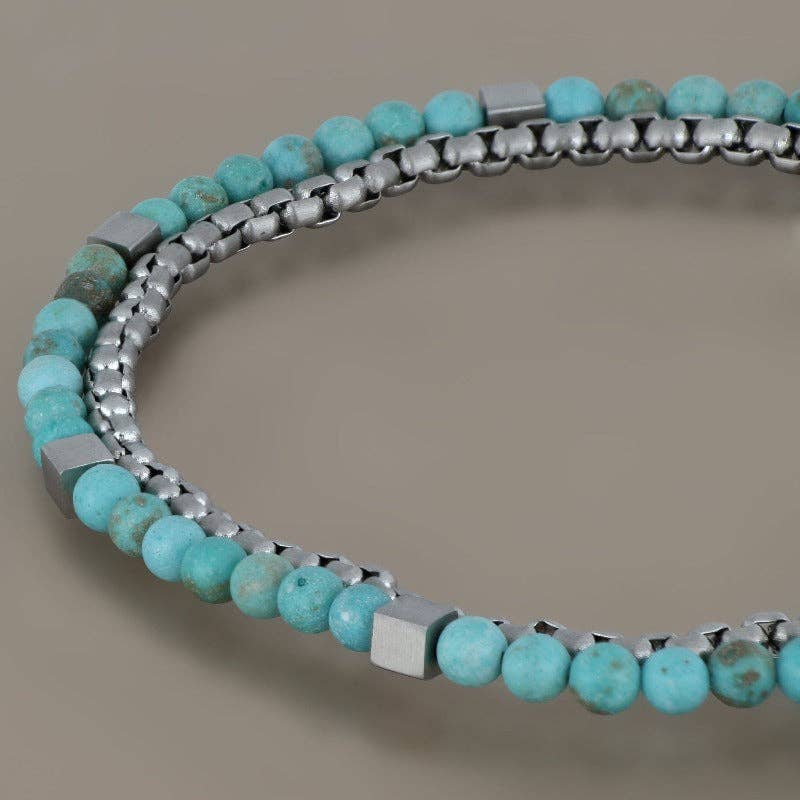 Bijou tribal pour homme avec pierre turquoise naturelle