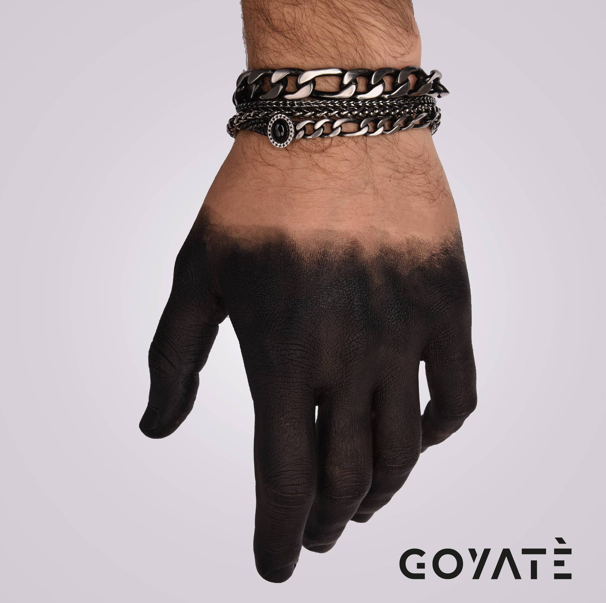 Bracelet homme double chaîne acier vintage Guyapi
