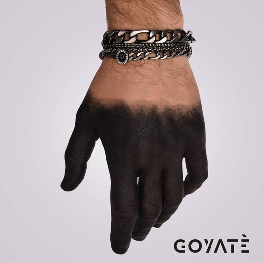 Bracelet homme double chaîne acier vintage Guyapi