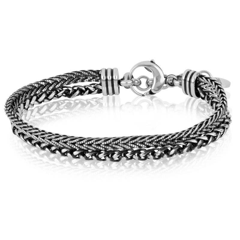 Bracelet homme double chaîne acier vintage Guyapi