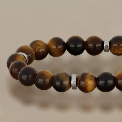 Bracelet homme en acier et œil de tigre marron