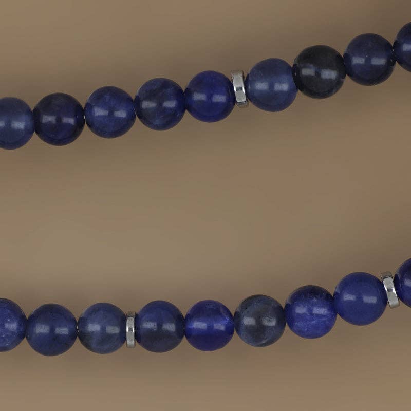 Collier pour homme en amazonite bleue et acier – style amérindien, collection Navajo GOYATÈ.